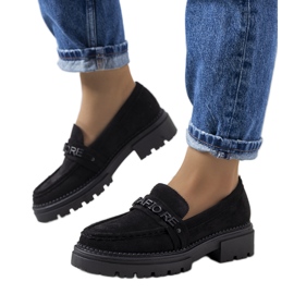 Mocasines negros con suela de tractor de Gosens