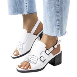 Sandalias de piel blanca con caña Zand blanco