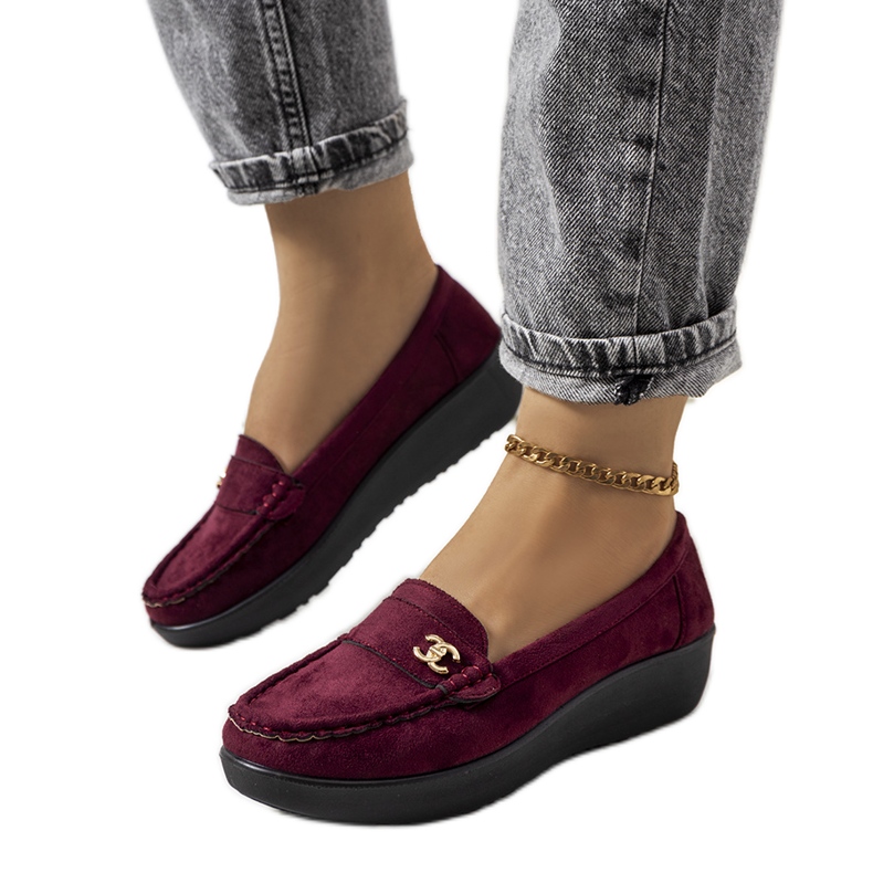 Mocasín granate sobre cuña Stapper rojo multicolor