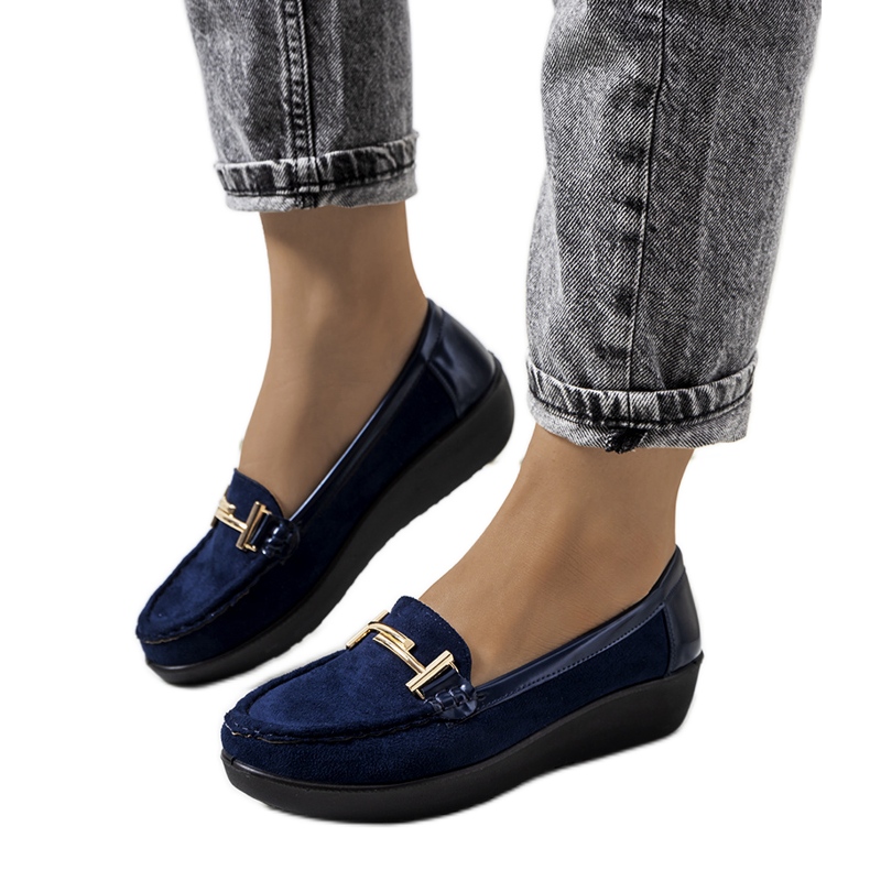 Mocasines azul marino en la cuña Marinke