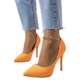 Tacones de ébano naranja neón