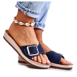 Pantuflas De Mujer De Moda Con Hebilla Inblu CP000031 Azul Marino