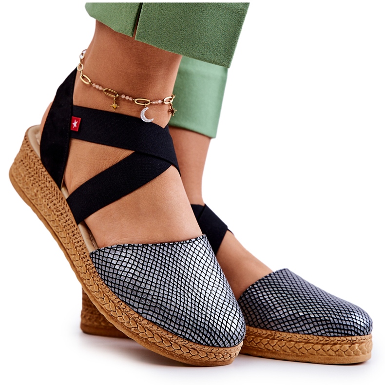 Alpargatas De Mujer De Moda Big Star JJ276035 Negro plata