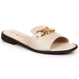 Babuchas doradas con cadena W S.Barski beige dorado