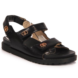 Sandalias negras con velcro en S. Barski negro Sandalias negras con velcro en S. Barski negro