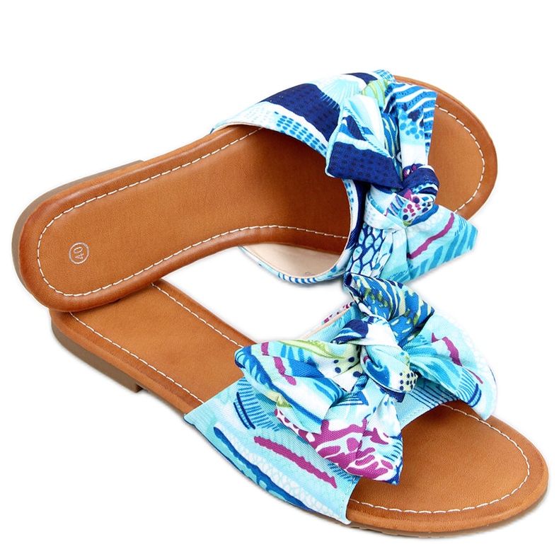 Babuchas estampado floral Lotos Azul multicolor