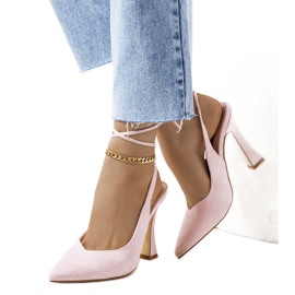 Zapatos de tacón rosa con cordones en el poste de Lotti