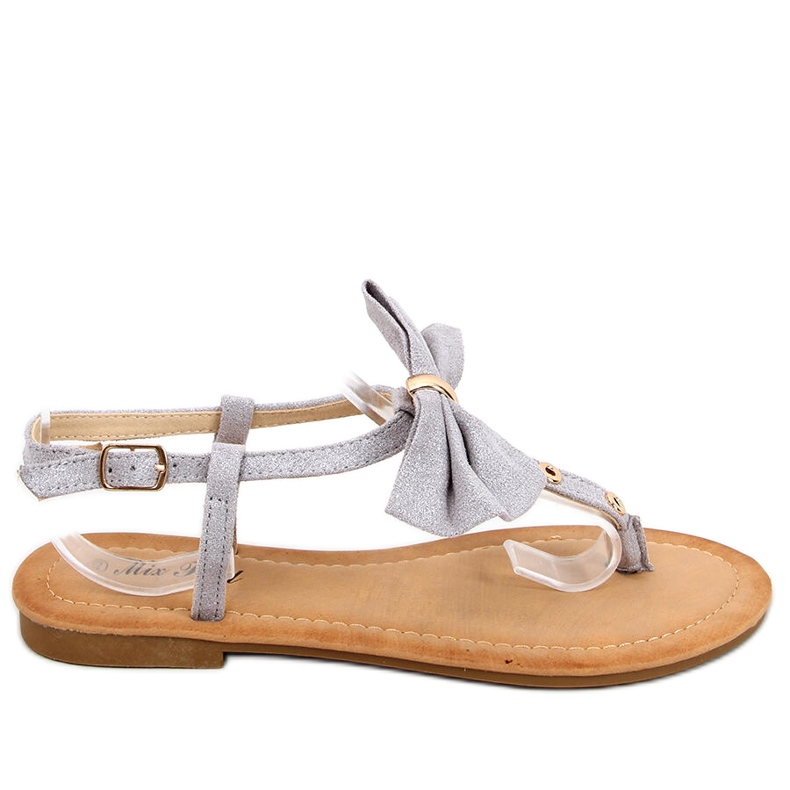 Chanclas con lazo Megi Silver gris