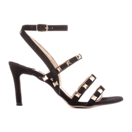 Marco Shoes Sandalias de ante negro con tachuelas decorativas