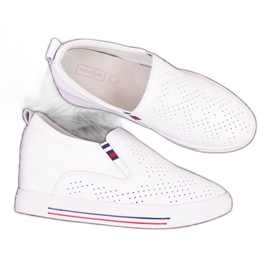 Deportivas de piel con cuña calada blanca W Filippo blanco