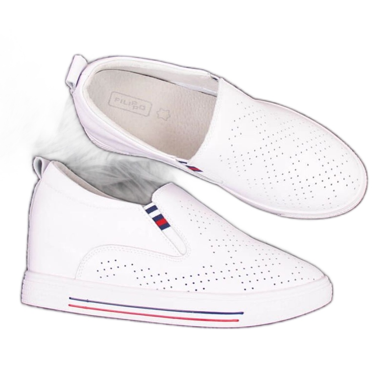Deportivas de piel con cuña calada blanca W Filippo blanco