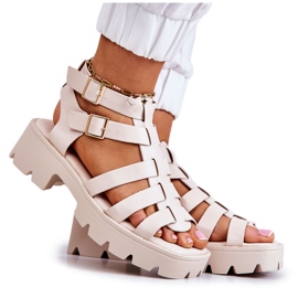 PS1 Sandalias De Piel Con Tiras Beige Minorite PS1 Sandalias De Piel Con Tiras Beige Minorite