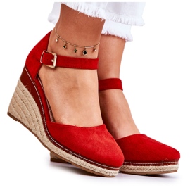 PS1 Alpargatas De Mujer Con Cuñas De Tamarill Rojo