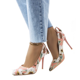 Stilettos rosas con estampado floral Jalisa blanco multicolor
