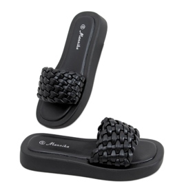 Sandalias de tacón con rayas trenzadas Elida Black negro