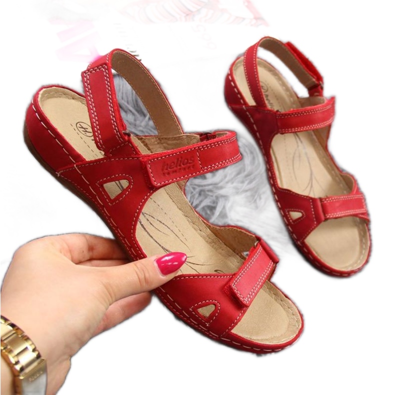Sandalias piel velcro rojo W Helios 205