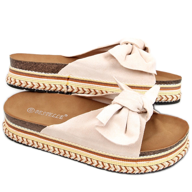 Chanclas sobre suela Lane Beige decorada