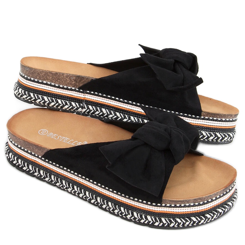 Chanclas con suela Lane Black decorada negro