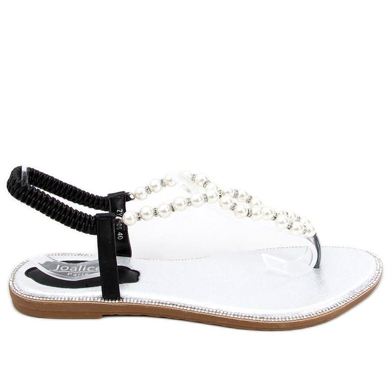 Chanclas con perlas Ofelia Negro