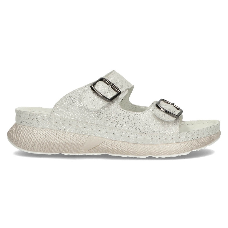 Pantuflas de piel Filippo DK3516/22 Si plata