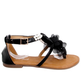 Sandalias con perlas Debby Black negro