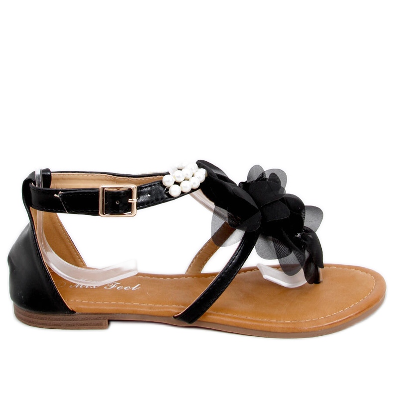 Sandalias con perlas Debby Black negro