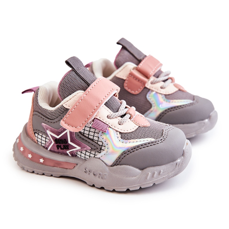 PJ2 Deportivas Ligeras Infantiles Gris-Rosa Mobby rosado