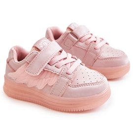 PA1 Deportivas Infantiles De Piel Con Velcro Angel Rosa