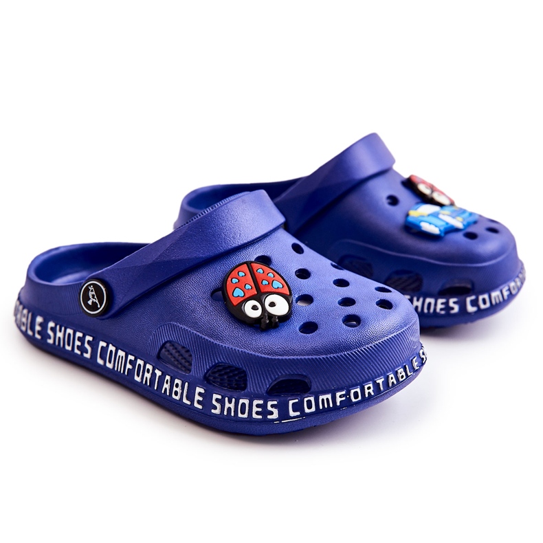 BM Pantuflas Infantiles Ligeras Crocs Con Decoración Bertis Azul Marino