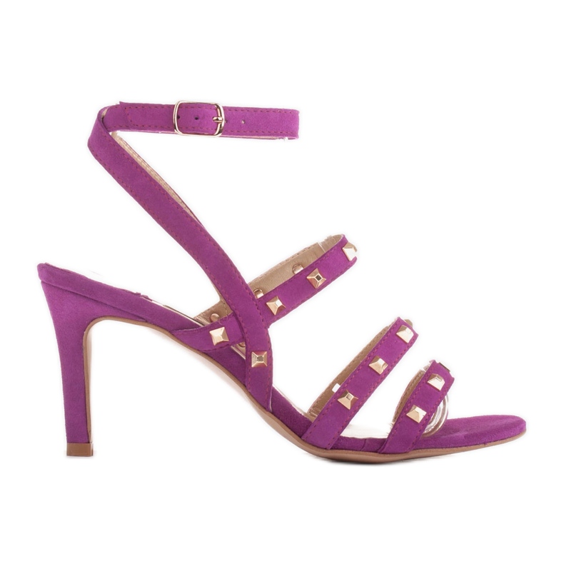 Marco Shoes Sandalias de ante con tachuelas decorativas violeta rosado