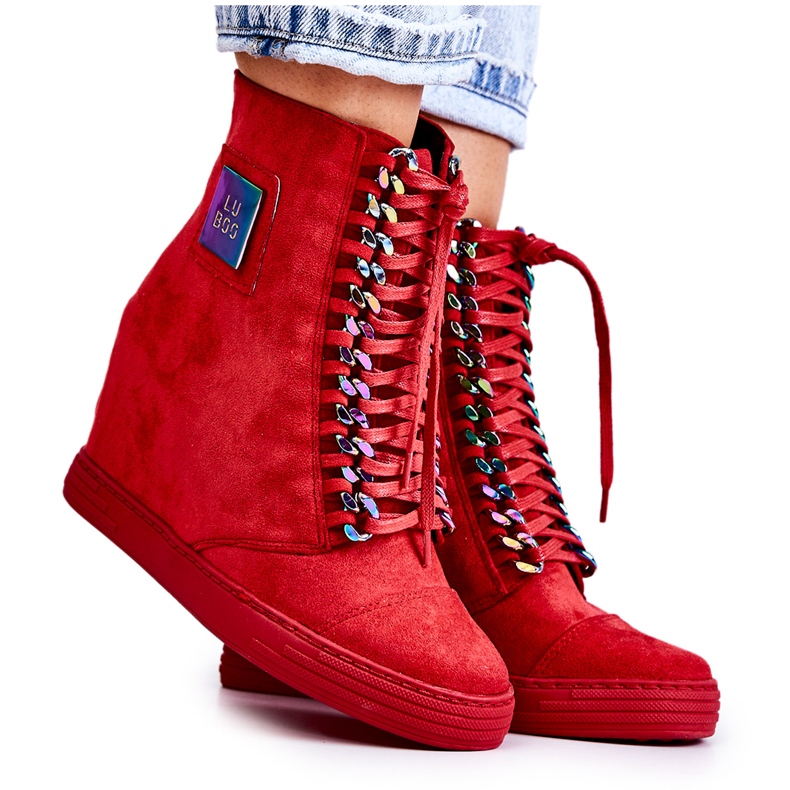 Sneakers Mujer Lu Boo Con Cadenas Ante Multi-Rojo Monica Sneakers Mujer Lu Boo Con Cadenas Ante Multi-Rojo Monica