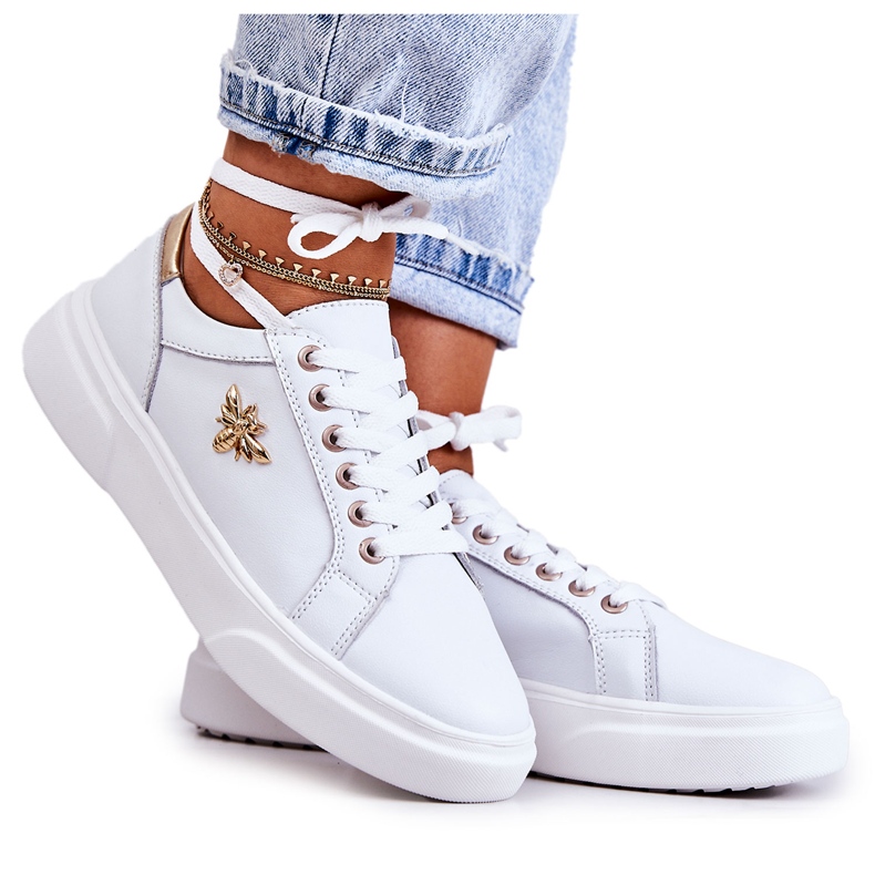 Vinceza Deportivas De Piel Con Adorno Calerie Blanco dorado