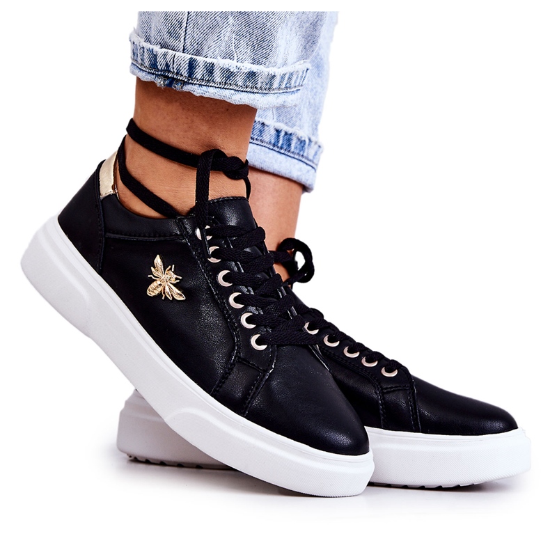 Vinceza Deportivas De Piel Con Adorno Calerie Negro dorado