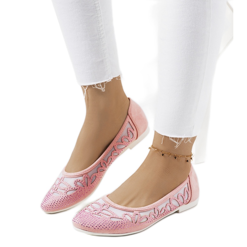 Bailarinas rosas con adornos Charla calados rosado Bailarinas rosas con adornos Charla calados rosado