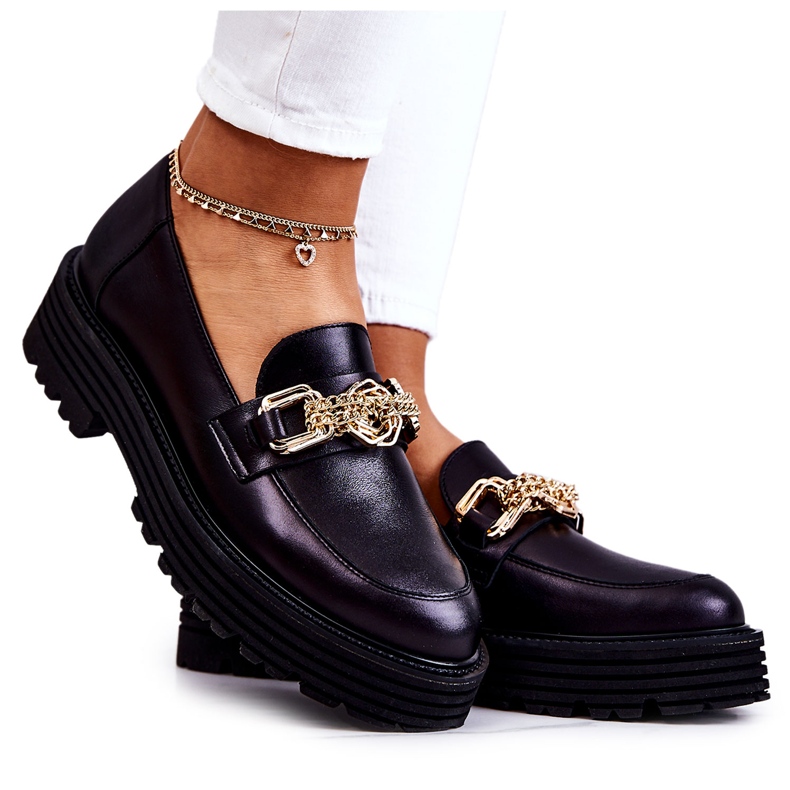 Zapatos Brogue Mujer Piel Dorada Adorno Laura Messi 2383 Negro