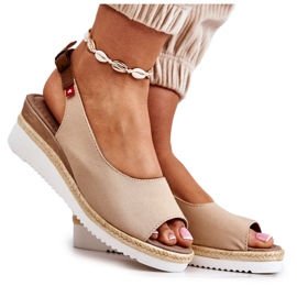 Sandalias Mujer Con Cuña Big Star JJ276049 Beige
