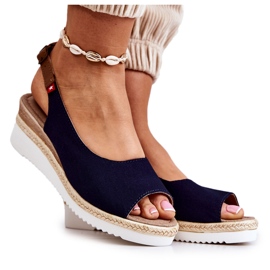 Sandalias Mujer Con Cuña Big Star JJ276046 Azul Marino