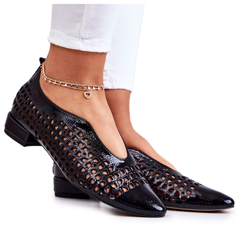 PA2 Zapatos Elegantes Calados Piel Lacada Ismena Negro