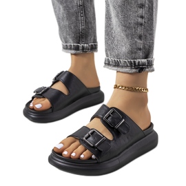 Babuchas negras con hebillas Ageston negro Babuchas negras con hebillas Ageston negro