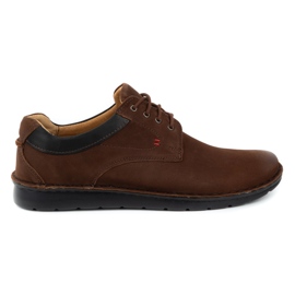 Kampol Zapatos casuales de cuero para hombres 13 / CK65 marrón