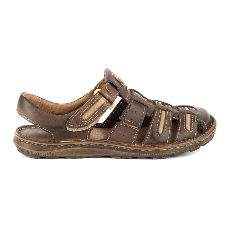 Olivier Sandalias hombre piel para verano 230MA marrón oscuro