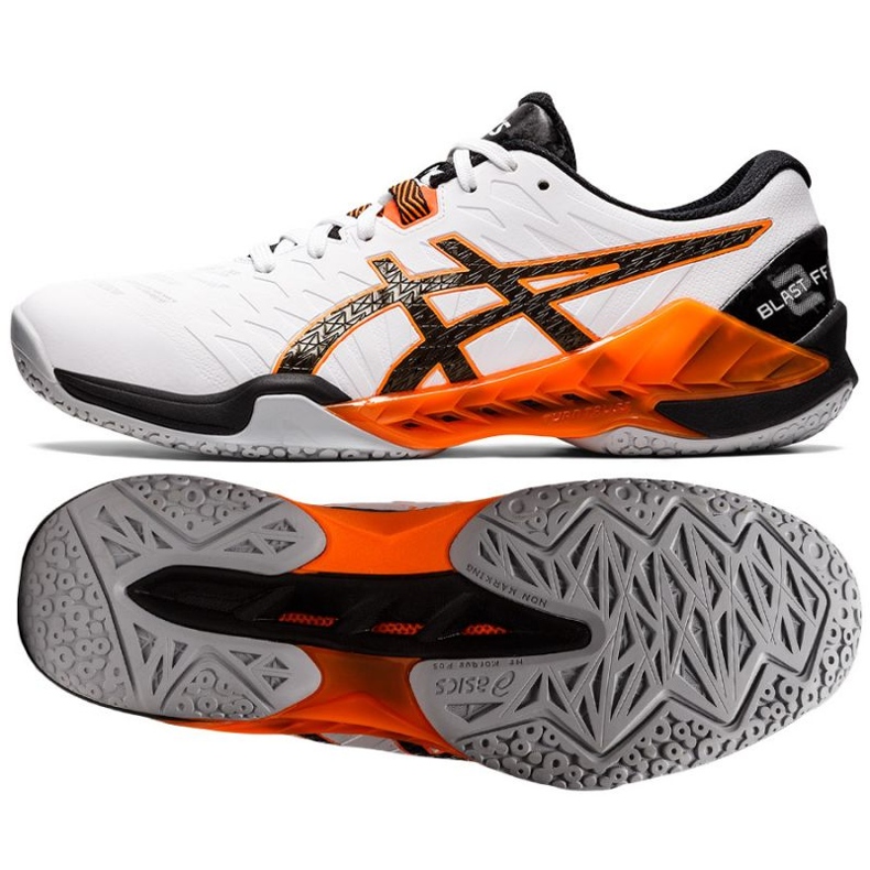 Asics Blast Ff 2 M 1071A044 103 zapatillas de balonmano blanco naranja blanco