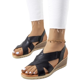 Sandalias de cuña negras de Grovas negro