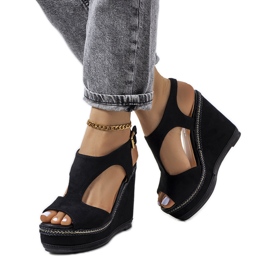 Sandalias cuña Zerner negras negro
