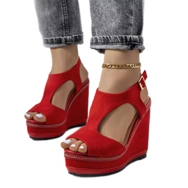 Sandalias cuña Zerner rojas rojo