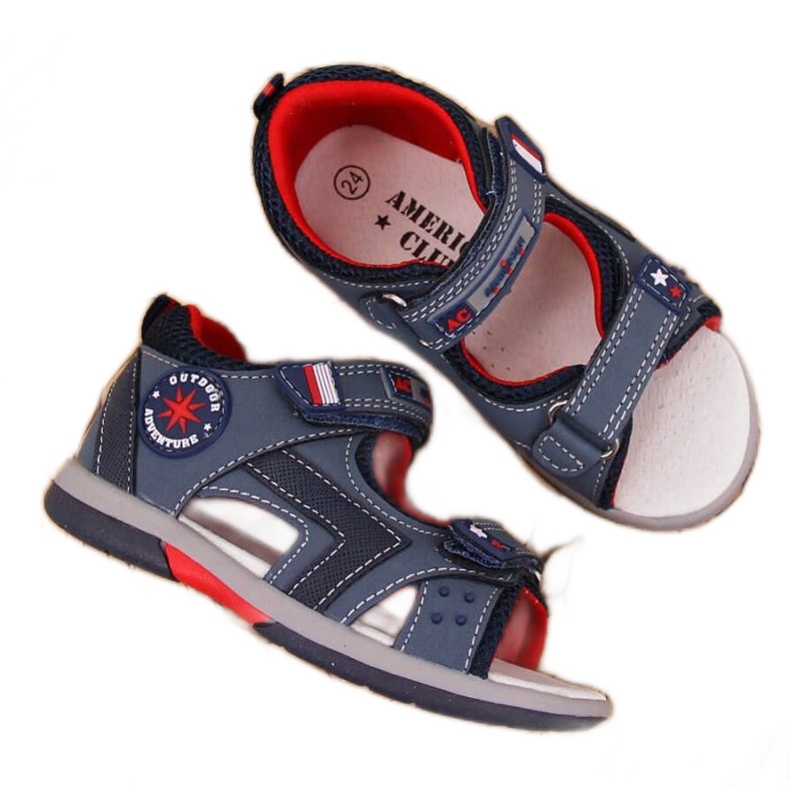 Sandalias velcros American Club Jr AM825A azul marino