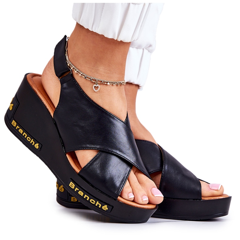 Vinceza Sandalias Mujer Con Velcro Negro Amaze