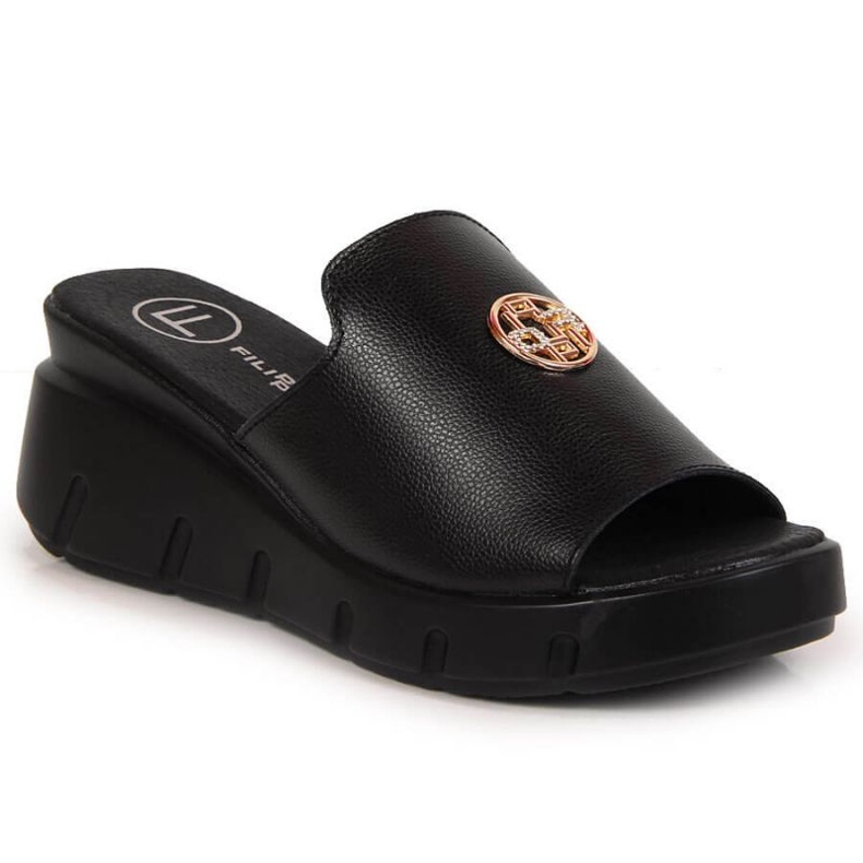 Babuchas de piel con cuña Filippo W PAW362A negro