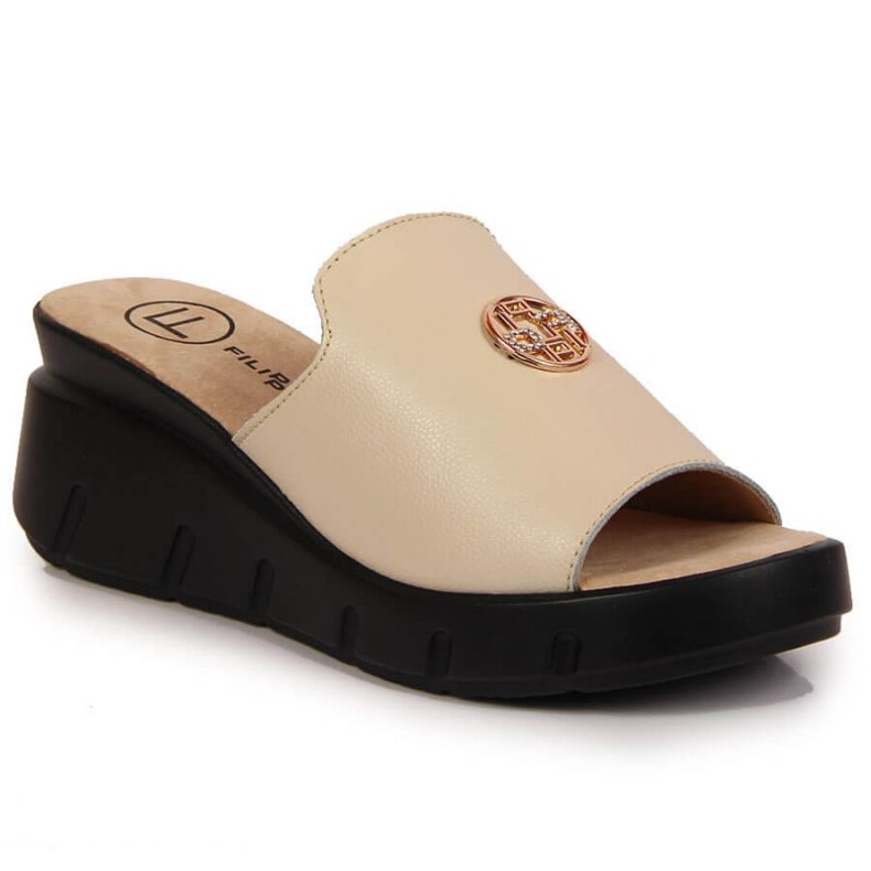 Babuchas de piel con cuña Filippo W PAW362B beige