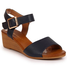 Sandalias cuña Sergio Leone W SK376C azul marino